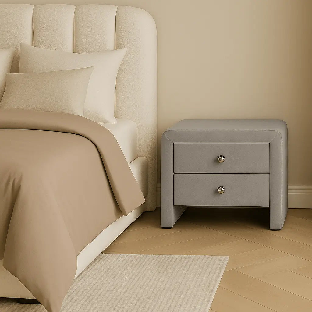 Noptiera tapitata plush gri Velvet WLS
