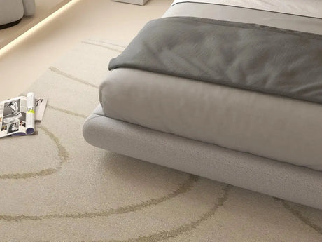 Pat dormitor, tapitat alb cu LED, "floating bed" Cloud 140x200 cm, somiera inclusa WLS